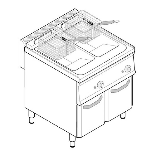 Friteuse sur Coffre Gaz - 2 x 14 Litres - Commandes Mécaniques - Gamme 700 - Tecnoinox