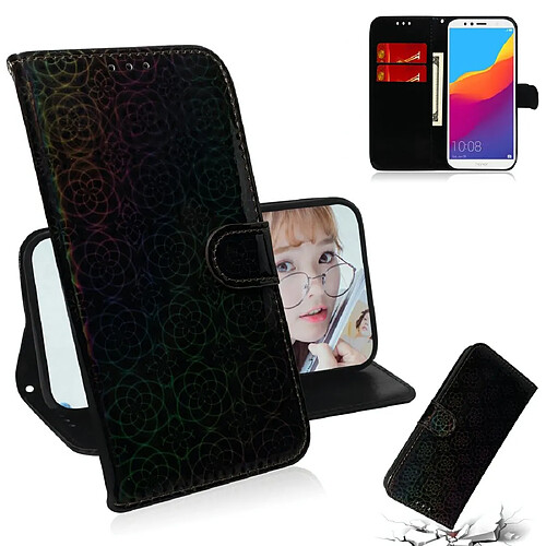 Wewoo Housse Coque Pour Huawei Y6 2018 / Honor 7A Couleur unie Boucle magnétique colorée Flip horizontal en cuir PU avec support et fentes cartes et portefeuille et lanière noir