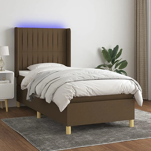 Sommier à lattes et matelas LED,Cadre à lattes de lit pour Adulte Marron foncé 80x200cm Tissu -MN16218