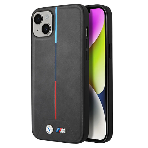 BMW Coque pour iPhone 14 M Sport Antichoc Design Fin et Matelassé Elégant Noir