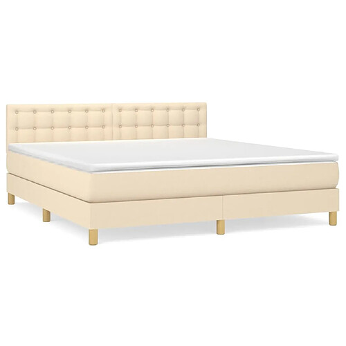 Maison Chic Lit adulte- Lit + matelas,Sommier à lattes de lit avec matelas Crème 180x200 cm Tissu -GKD98232