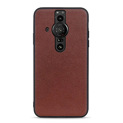 Coque en TPU + cuir véritable marron pour votre Sony Xperia Pro-I