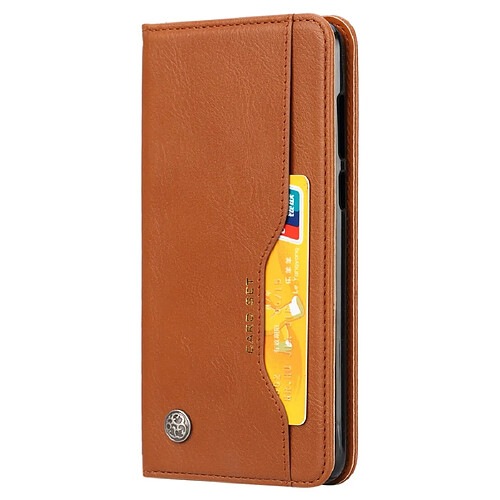 Wewoo Housse Coque Étui en cuir à rabat horizontal Knead Skin Texture pour Huawei Y9 2018 / Enjoy 8 Plusavec cadre photo et support et fentes cartes et portefeuille marron