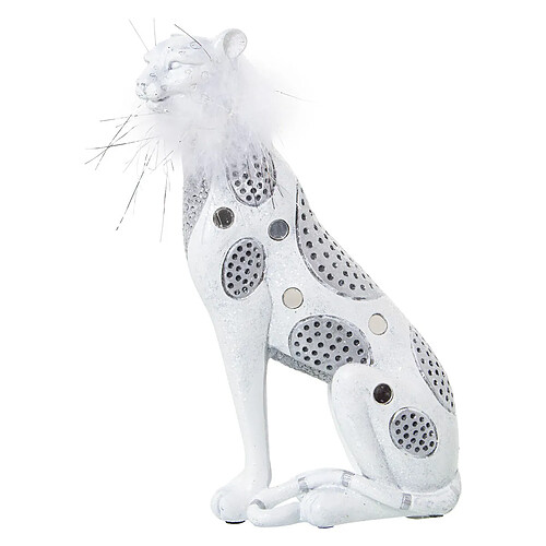 Figurine Décorative Alexandra House Living Blanc Argenté Plastique Léopard 12 x 15 x 27 cm