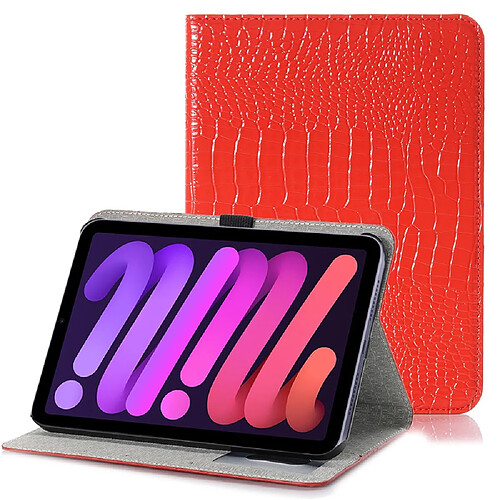 Etui en PU texture crocodile avec support rouge pour votre Apple iPad mini (2021)