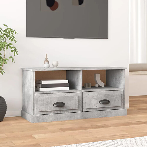 vidaXL Meuble TV gris béton 93x35,5x45 cm bois d'ingénierie