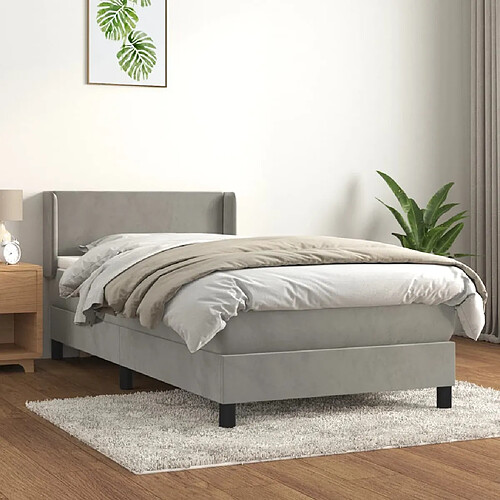 vidaXL Sommier à lattes de lit et matelas Gris clair 80x200 cm Velours