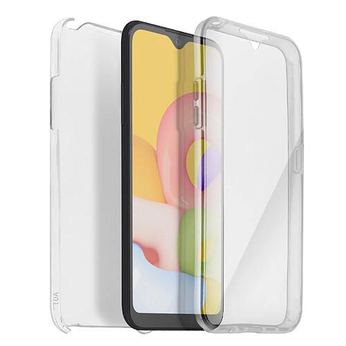 Avizar Coque Samsung Galaxy A01 Protection Arrière Rigide + Avant Souple Transparent