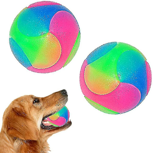 2 boules lumineuses pour chien, avec élastiques, qui brillent dans l'obscurité et qui sont interactives.