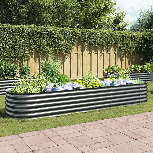 vidaXL Lit surélevé de jardin 320x80x44 cm Acier galvanisé Gris