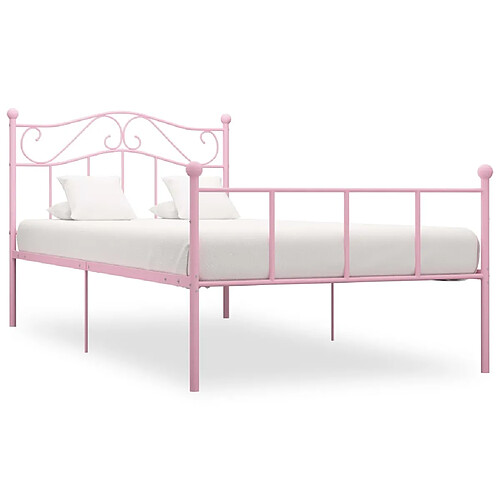 vidaXL Cadre de lit sans matelas rose métal 90x200 cm