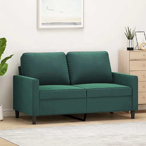 vidaXL Canapé à 2 places Vert foncé 120 cm Velours