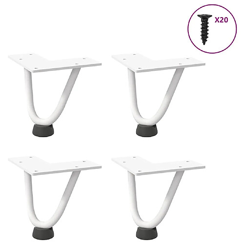 vidaXL Pieds de table en forme d'épingle à cheveux 4 pcs blanc 10 cm