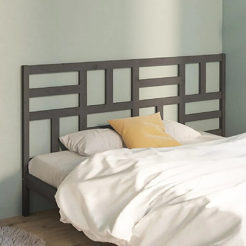 Maison Chic Tête de lit scandinave,Meuble de chambre Gris 206x4x104 cm Bois massif de pin -MN31181