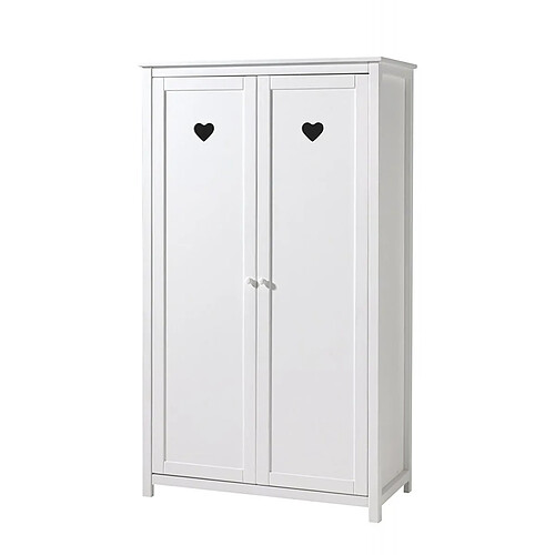 Mes Armoire 2 portes 110x57x190,5 cm en pin blanc - AMORENA