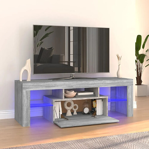 Maison Chic Meubles TV avec lumières LED - Banc TV pour salon sonoma gris 120x35x40 cm -MN59851