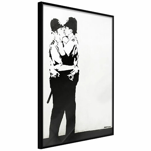 Paris Prix Affiche Murale Encadrée Banksy Kissing Coppers II 20 x 30 cm Noir