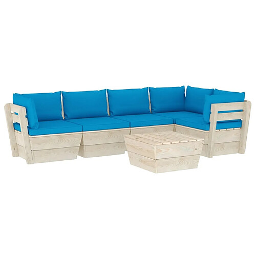 Maison Chic Salon de jardin palette 6 pcs avec coussins - Table et chaises d'extérieur - Mobilier/Meubles de jardin Moderne épicéa imprégné -MN16099