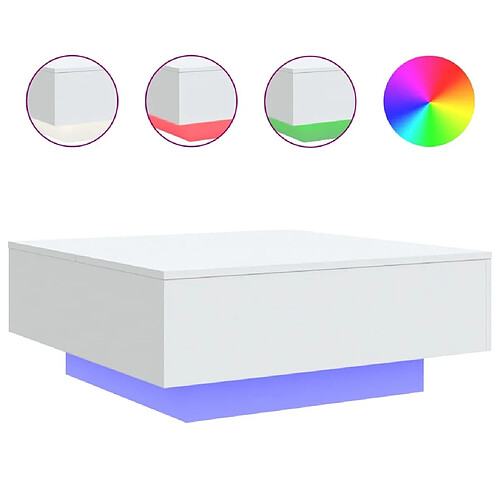 Maison Chic Table basse pour salon | Table à café avec lumières LED blanc 80x80x31 cm -GKD40572