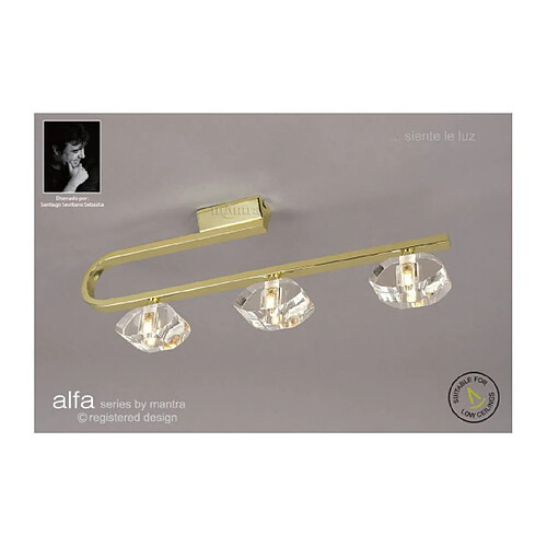 Luminaire Center Barre de spots Alfa 3 Ampoules G9, laiton poli