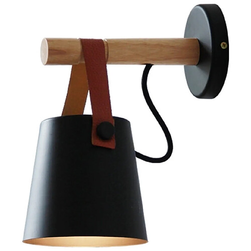 Wewoo Applique murale LED en bois Lit Lampe de chevet Veilleuse Moderne Abat-jour Nordic Décor à la maison (noir)