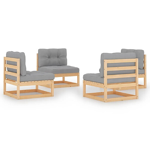 Maison Chic Salon de jardin 4 pcs + coussins - Mobilier/Meubles de jardin - Table et chaises d'extérieur Bois de pin massif -MN93270