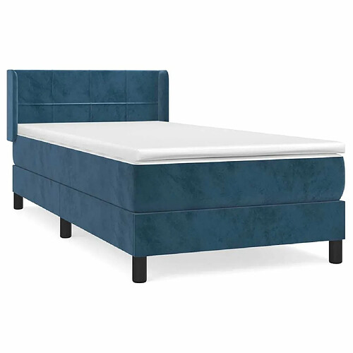 Maison Chic Structures de lit + matelas,Lit à sommier tapissier et matelas pour Chambre Bleu foncé 80x200 cm Velours -MN32375