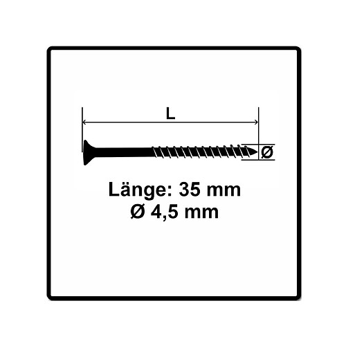 Fischer Vis pour panneaux de particules Power-Fast II FPF II 4,5x35 mm - 200 pièces (670266) tête fraisée + Filetage partiel Torx, galvanisée, passivée bleue