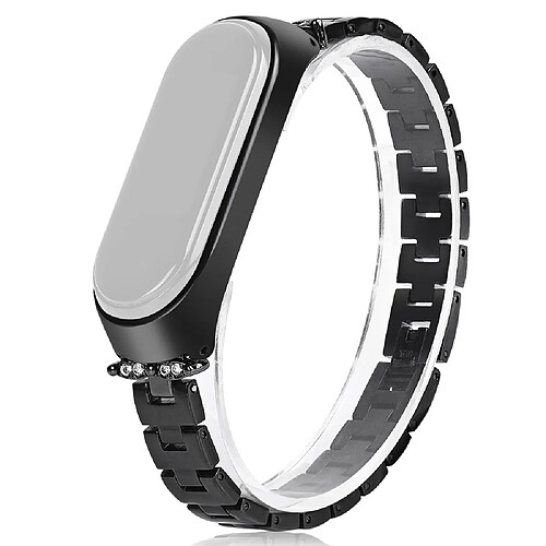 Bracelet en métal chaîne décorative en strass bling bling, noir pour votre Xiaomi Mi Band 3/4