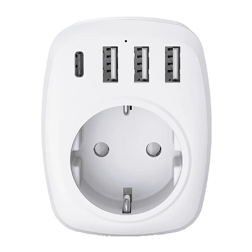 Adaptateur prise voyage UE/UK - 4 ports USB inclus - prise européenne vers prise UK - blanc - Voltman