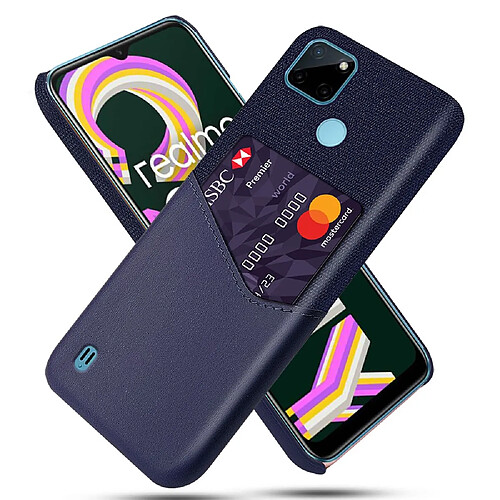 Coque en TPU + PU anti-griffes avec porte-carte, bleu pour votre Realme C21Y/C25Y