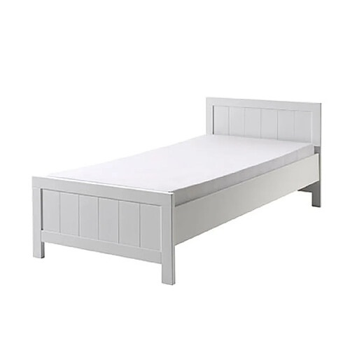 Mes Lit 90x200 cm avec sommier en pin blanc - VICKY