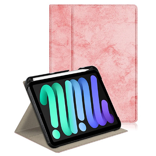 Etui en PU rotatif réglable avec support couleur unie rose pour votre Apple iPad mini (2021)