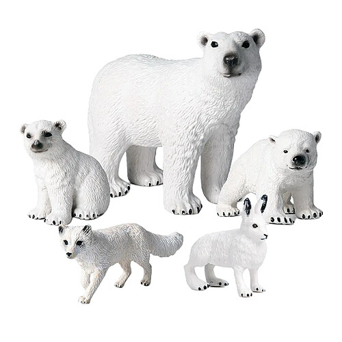 6x Réaliste Solide Blanc Polaire Animaux Chiffres En Plastique La Faune Arctique Animal Collection Maison Décor de Bureau Enfants Enfants