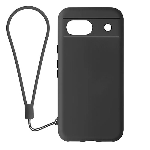 Avizar Coque pour Google Pixel 8A Silicone Finition Soft-touch avec Dragonne Noir