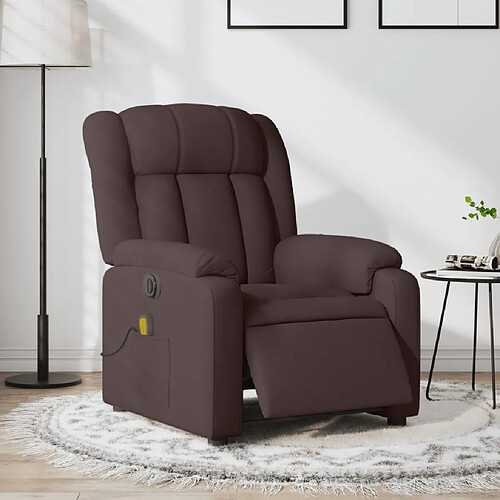 vidaXL Fauteuil de massage inclinable électrique Marron foncé Tissu