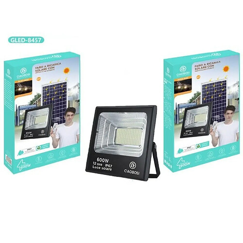 Tradex LED RECHARGE SOLAIRE IP67 600W AVEC TÉLÉCOMMANDE TWILIGHT GLED-8457