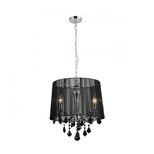 Luminaire Center Suspension en cristal Cornelia Chrome, noir