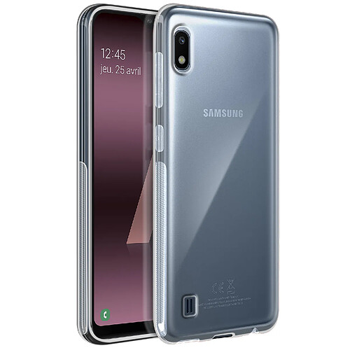 Avizar Coque Galaxy A10 Silicone Souple et Film Ecran Verre Trempé 9H Transparent