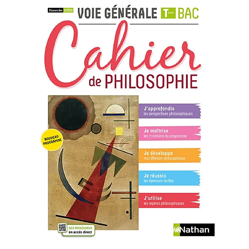 Cahier de philosophie, voie générale terminale bac : classes des lycées : nouveau programme