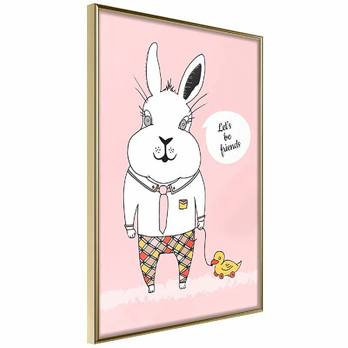 Paris Prix Affiche Murale Encadrée Friendly Bunny 40 x 60 cm Or