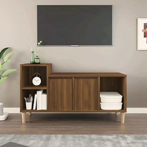 Maison Chic Meuble TV scandinave - Banc TV pour salon Chêne marron 100x35x55 cm Bois d'ingénierie -MN46316