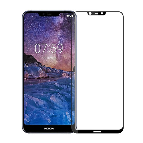 Wewoo Film de verre trempé plein écran 9H 2.5D pour Nokia X7 / 7.1 PLUS (Noir)