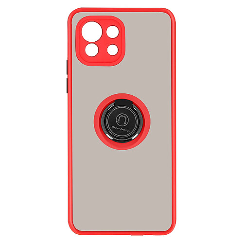 Avizar Coque Xiaomi Mi 11 Lite et Mi 11 Lite 5G Hybride Bague Métallique Support Rouge