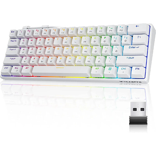 Clavier de jeu mécanique Bluetooth/2.4G/USB 60% clavier PBT remplaçable à chaud clavier sans fil/filaire pour Windows PC Gamer