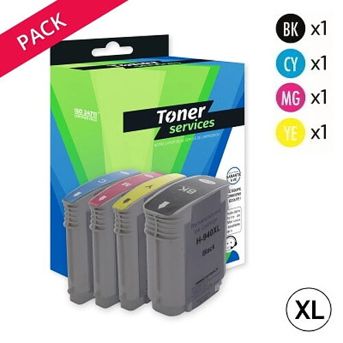 Compatible HP 940XL Pack de 4 Cartouches d'encre noire et couleurs marque Toner Services