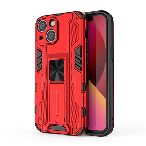 Coque en TPU antichoc hybride avec béquille rouge pour votre Apple iPhone 13 6.1 pouces