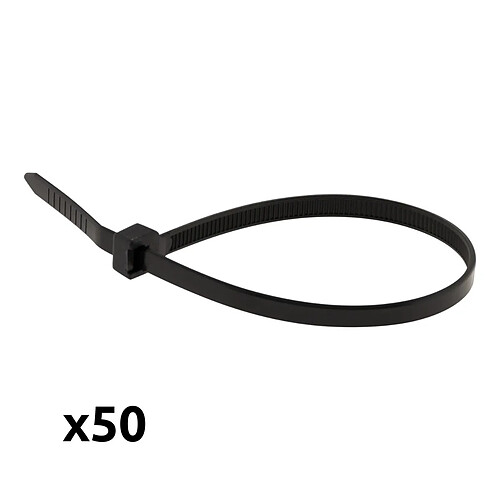 Lot de 50 colliers réutilisables 7,6x 250mm - noir - Zenitech