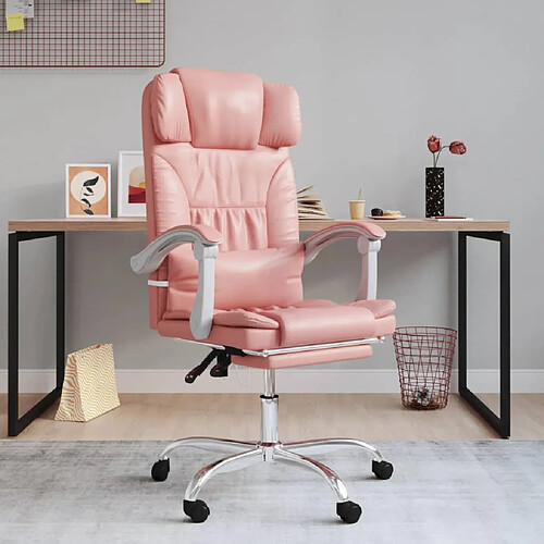 vidaXL Fauteuil de massage inclinable de bureau Rose Similicuir