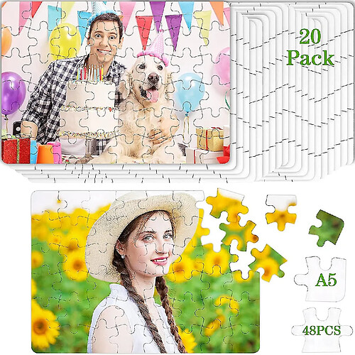 Universal 20 feuilles de sublimation vierge puzzle du puzzle vierge blanc puzzle de bricolage